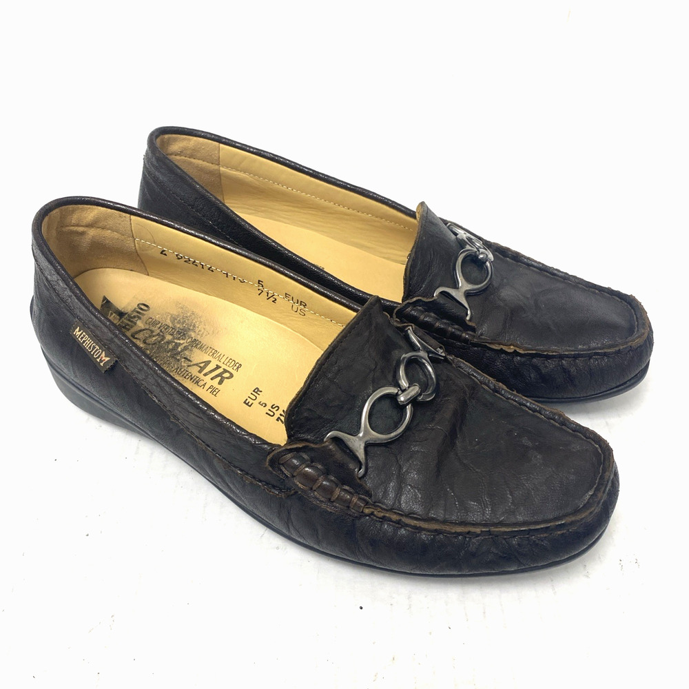 Mephisto Women's Loafer Brown Leather Moc Toe Slip On Flat Comfort 7.5 US - Picture 2 of 10
